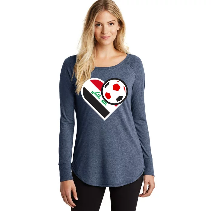 Love Heart Iraqi Futbol Soccer Team Women's Perfect Tri Tunic Long Sleeve Shirt