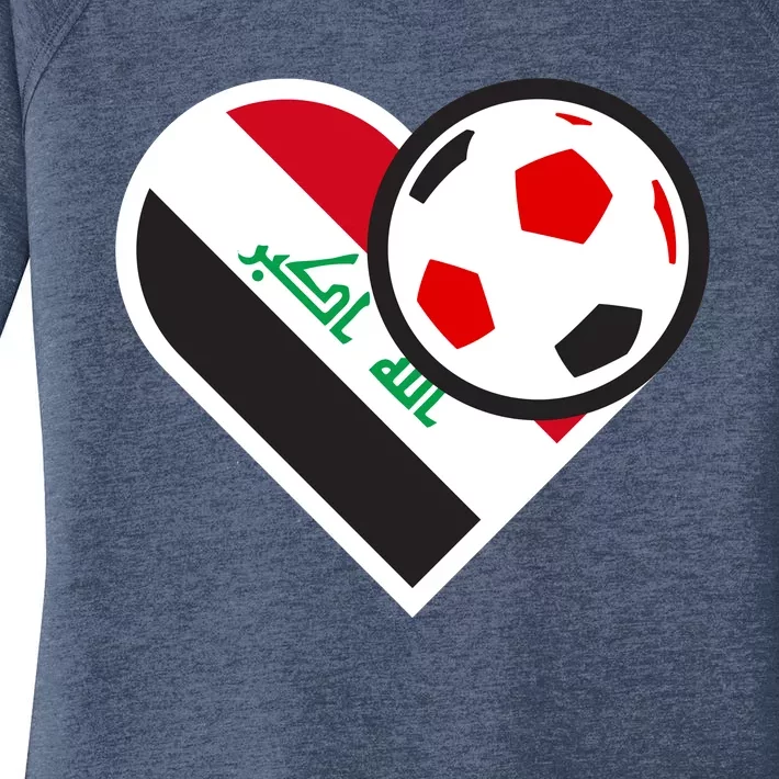 Love Heart Iraqi Futbol Soccer Team Women's Perfect Tri Tunic Long Sleeve Shirt