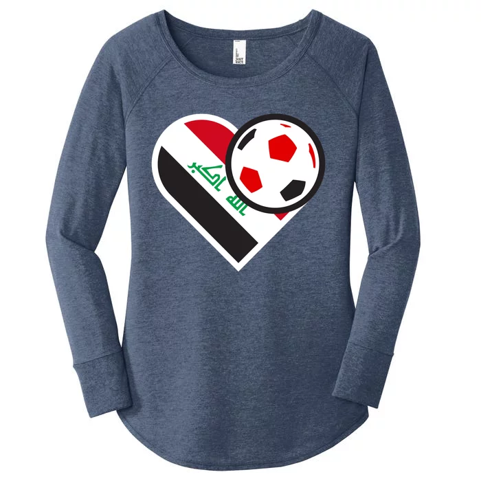 Love Heart Iraqi Futbol Soccer Team Women's Perfect Tri Tunic Long Sleeve Shirt