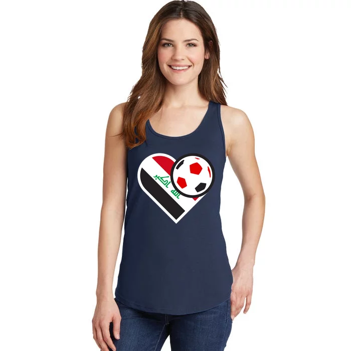 Love Heart Iraqi Futbol Soccer Team Ladies Essential Tank