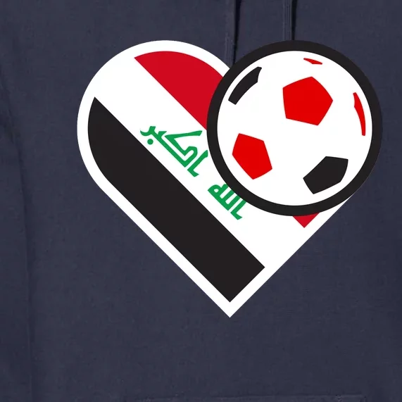 Love Heart Iraqi Futbol Soccer Team Premium Hoodie