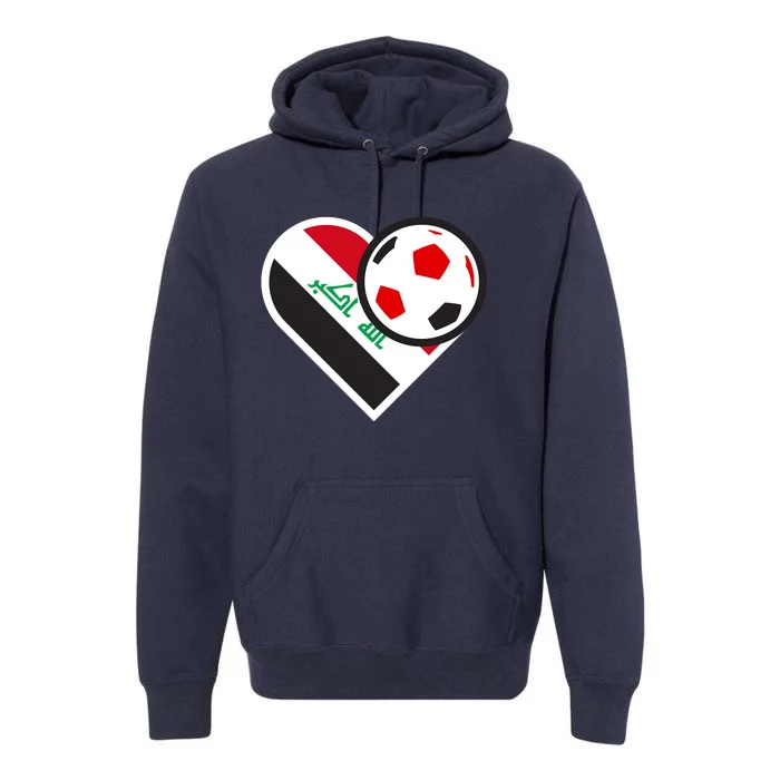 Love Heart Iraqi Futbol Soccer Team Premium Hoodie