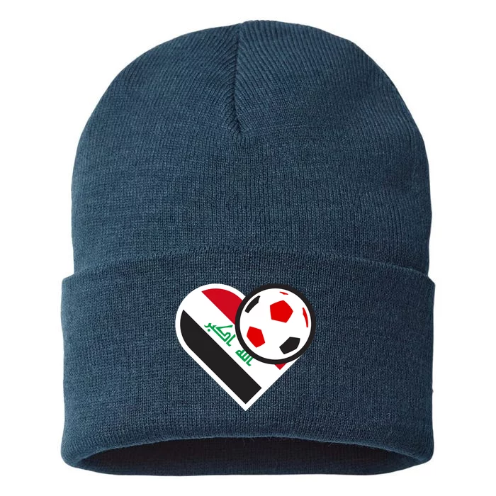 Love Heart Iraqi Futbol Soccer Team Sustainable Knit Beanie