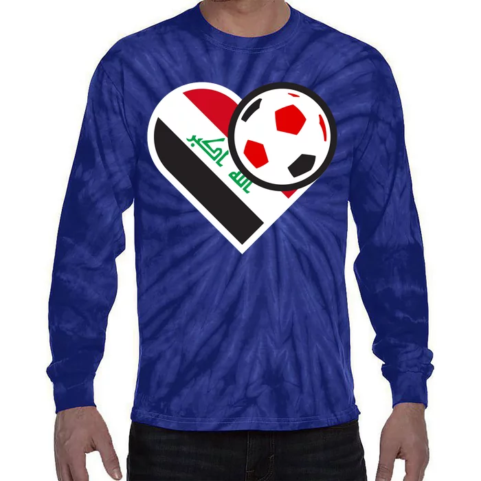 Love Heart Iraqi Futbol Soccer Team Tie-Dye Long Sleeve Shirt