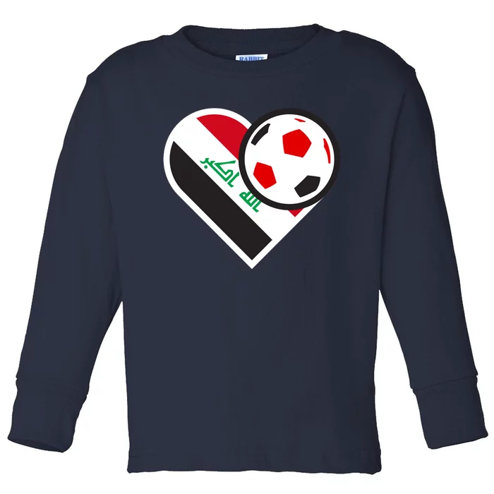 Love Heart Iraqi Futbol Soccer Team Toddler Long Sleeve Shirt