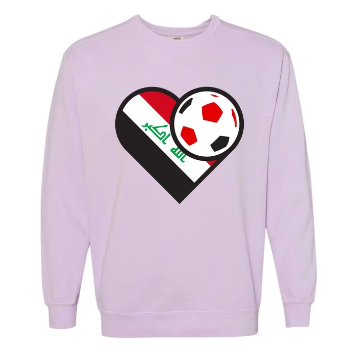 Love Heart Iraqi Futbol Soccer Team Garment-Dyed Sweatshirt