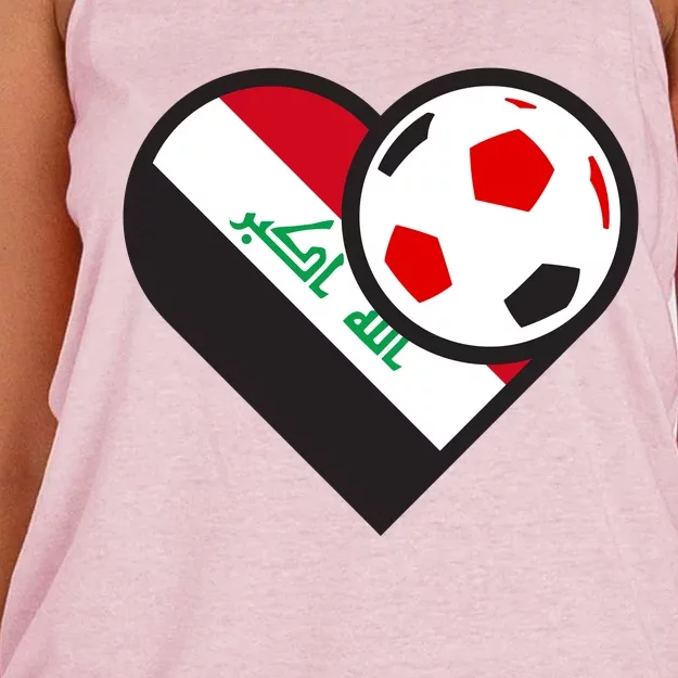 Love Heart Iraqi Futbol Soccer Team Women's Knotted Racerback Tank