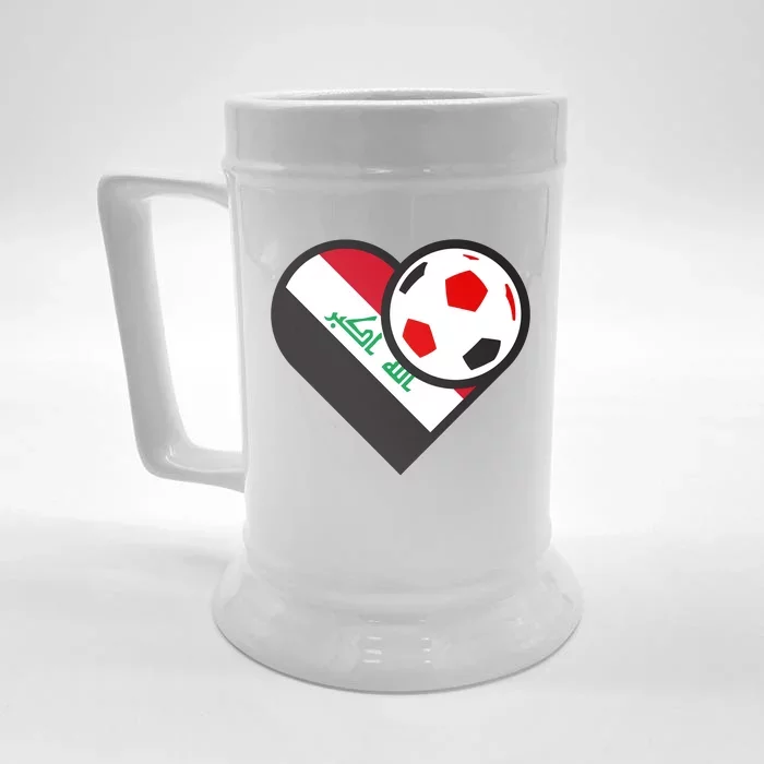 Love Heart Iraqi Futbol Soccer Team Front & Back Beer Stein