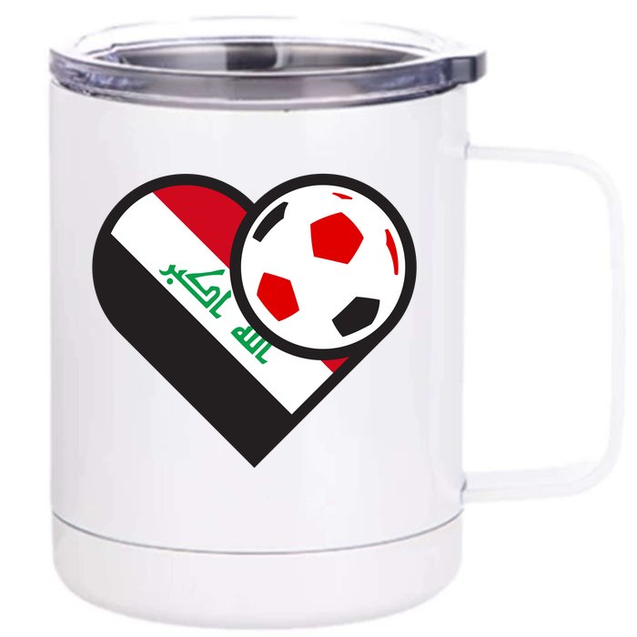 Love Heart Iraqi Futbol Soccer Team Front & Back 12oz Stainless Steel Tumbler Cup