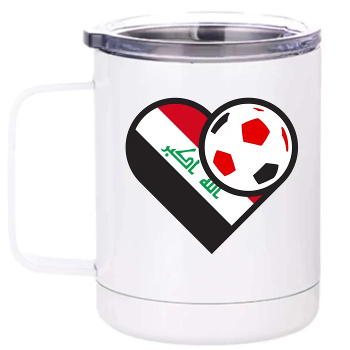 Love Heart Iraqi Futbol Soccer Team Front & Back 12oz Stainless Steel Tumbler Cup