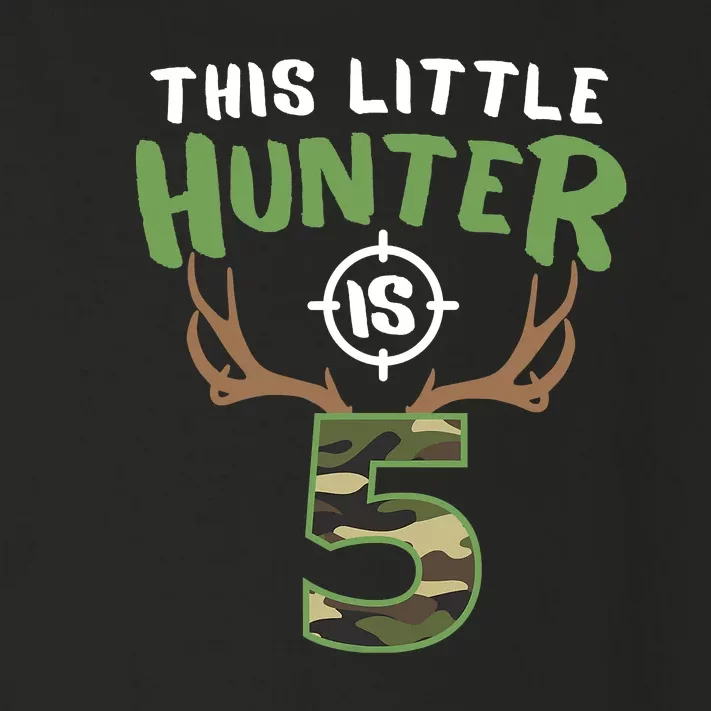 Little Hunter Is 5 Birthday Boys 5th Birthday Deer Hunter Toddler Long Sleeve Shirt