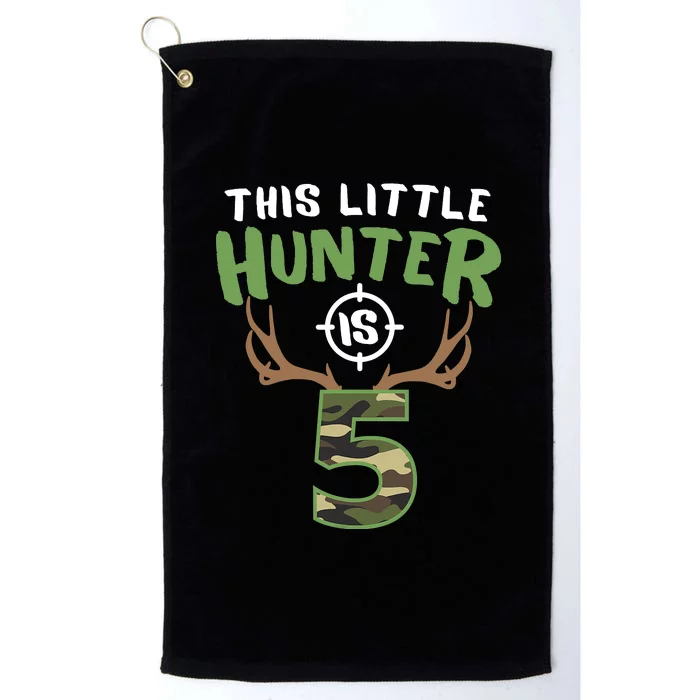 Little Hunter Is 5 Birthday Boys 5th Birthday Deer Hunter Platinum Collection Golf Towel