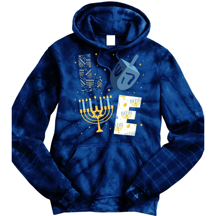 Love Hanukkah Jewish Festive Holiday Tie Dye Hoodie