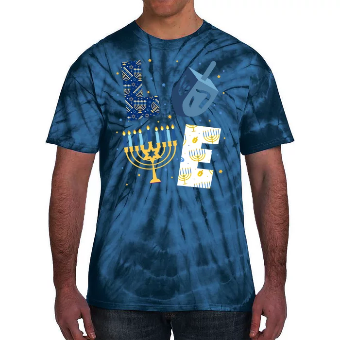 Love Hanukkah Jewish Festive Holiday Tie-Dye T-Shirt