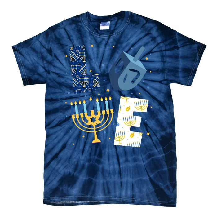 Love Hanukkah Jewish Festive Holiday Tie-Dye T-Shirt