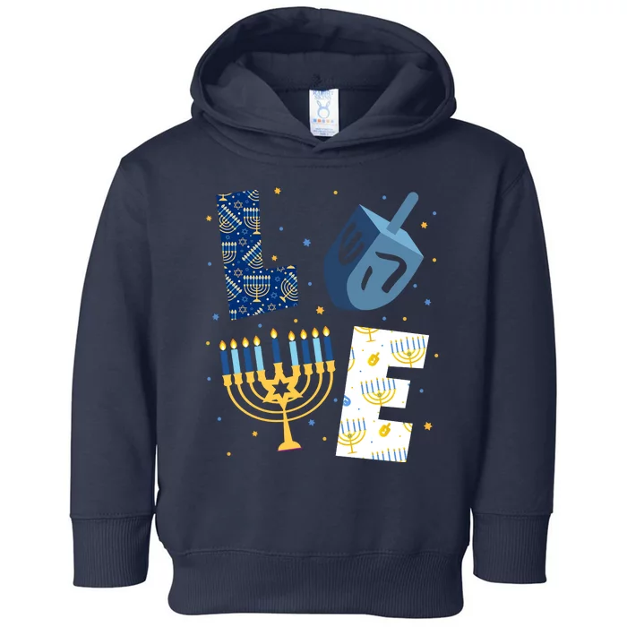 Love Hanukkah Jewish Festive Holiday Toddler Hoodie