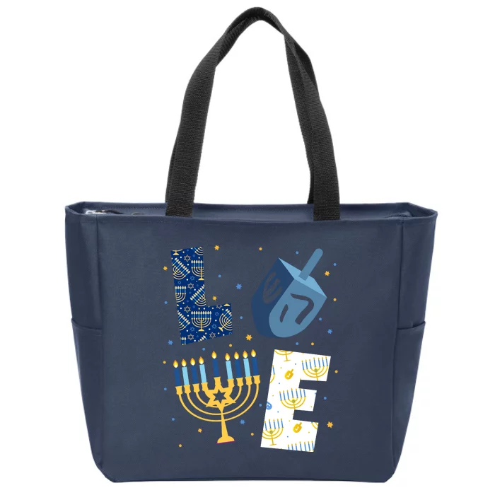 Love Hanukkah Jewish Festive Holiday Zip Tote Bag