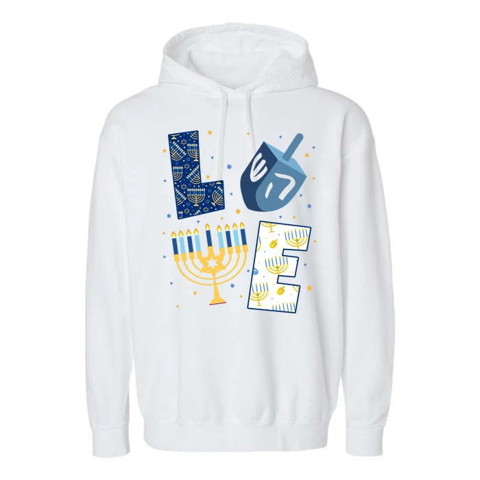 Love Hanukkah Jewish Festive Holiday Garment-Dyed Fleece Hoodie