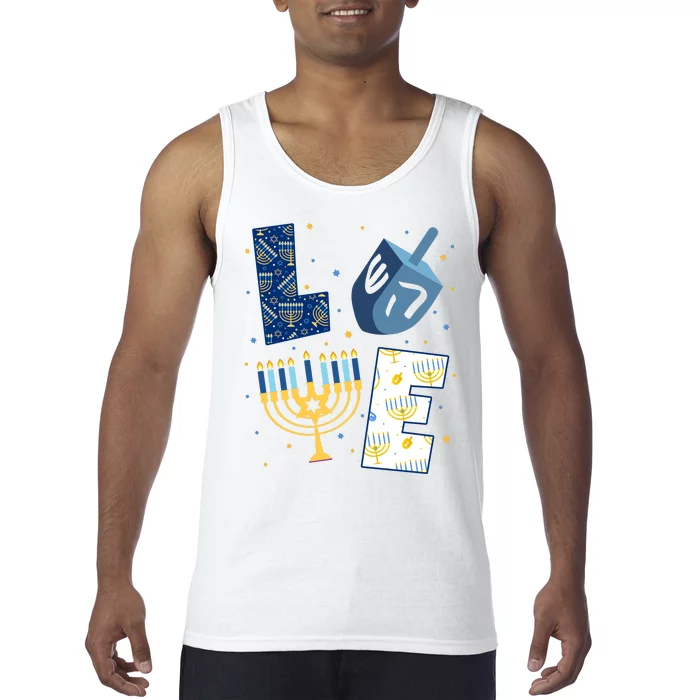 Love Hanukkah Jewish Festive Holiday Tank Top