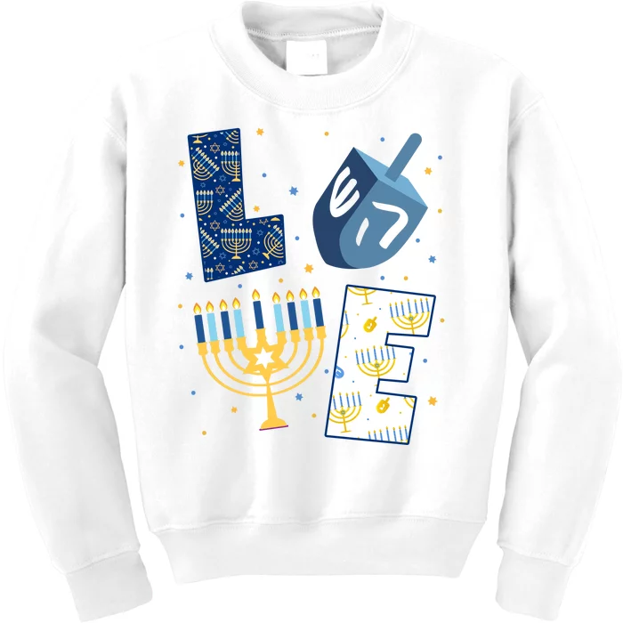 Love Hanukkah Jewish Festive Holiday Kids Sweatshirt