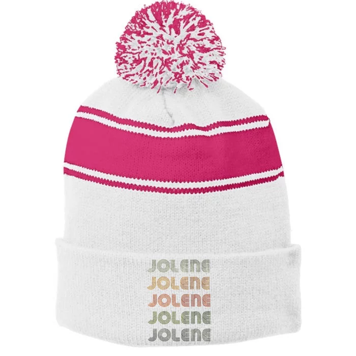 Love Heart Jolene Grungevintage Style Black Jolene Stripe Pom Pom Beanie