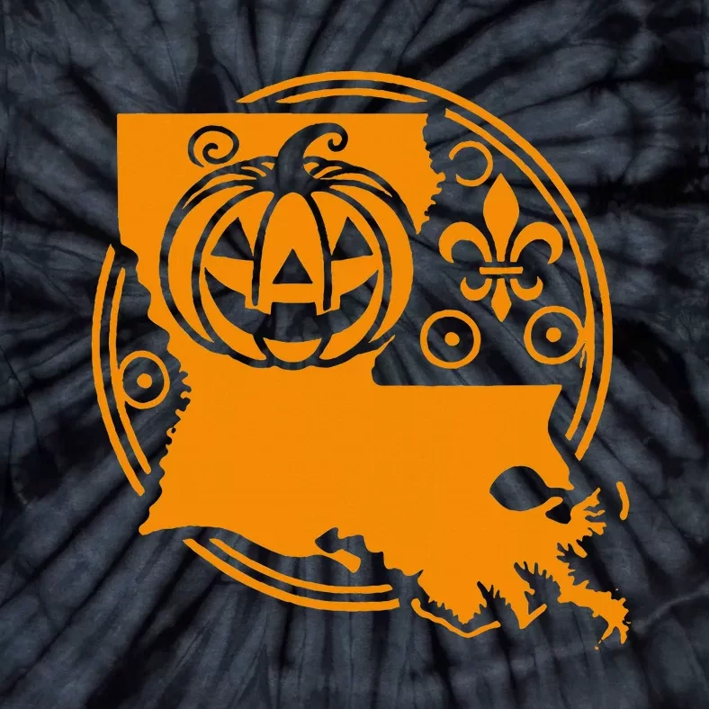 Louisiana Halloween Jack O Lantern With Fleur De Lis Tie-Dye T-Shirt