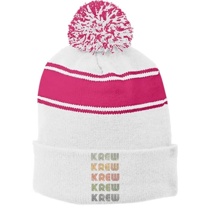 Love Heart Krew Grungevintage Style Black Krew Stripe Pom Pom Beanie