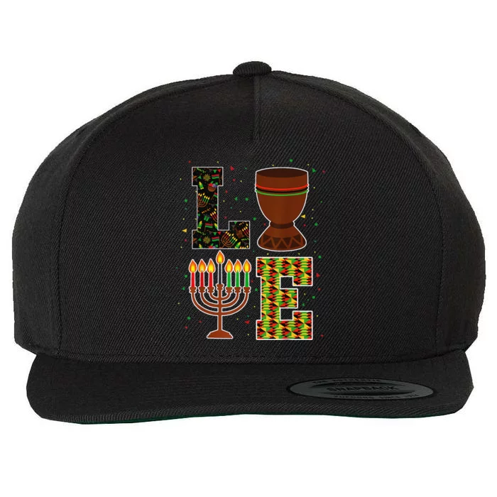 LOVE Happy Kwanzaa Decorations Unity Cup Kinara Candles Wool Snapback Cap