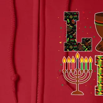 LOVE Happy Kwanzaa Decorations Unity Cup Kinara Candles Full Zip Hoodie