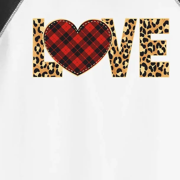 Love Heart Leopard Print Valentine's Day Toddler Fine Jersey T-Shirt