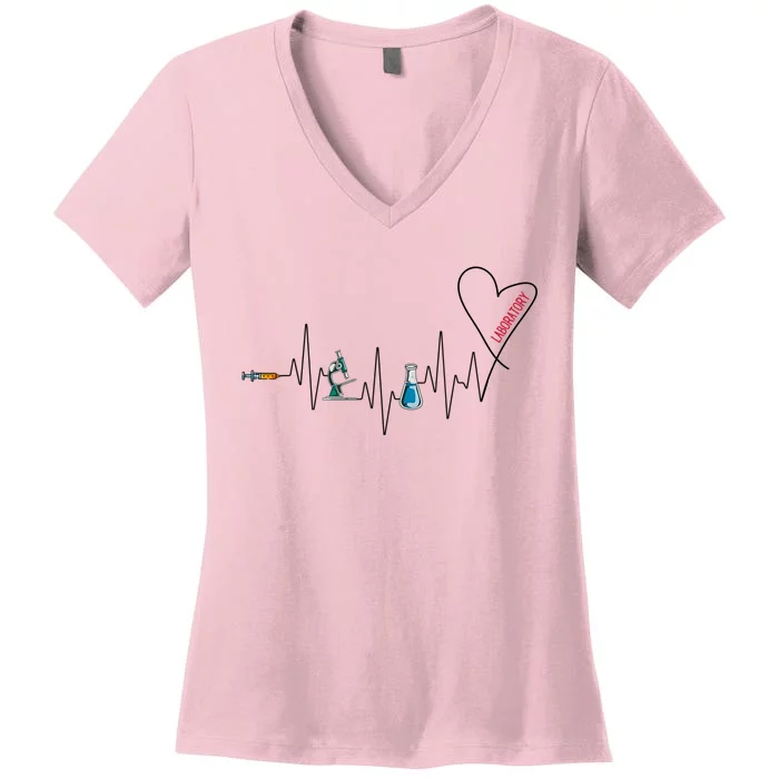 Laboratory Heartbeat Women's V-Neck T-Shirt