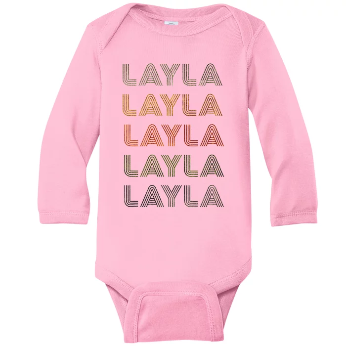 Love Heart Layla Grungevintage Style Black Layla Baby Long Sleeve Bodysuit