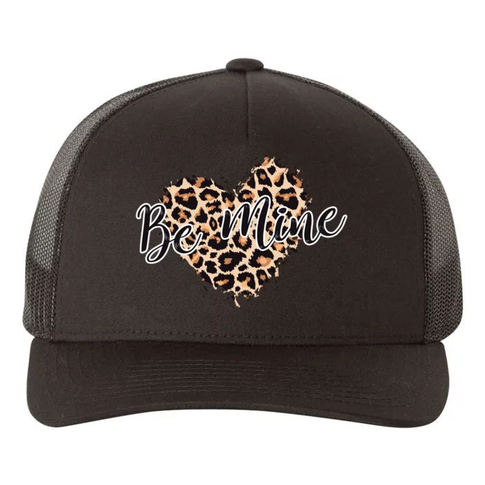 Love Heart Leopard Print Be Mine Yupoong Adult 5-Panel Trucker Hat