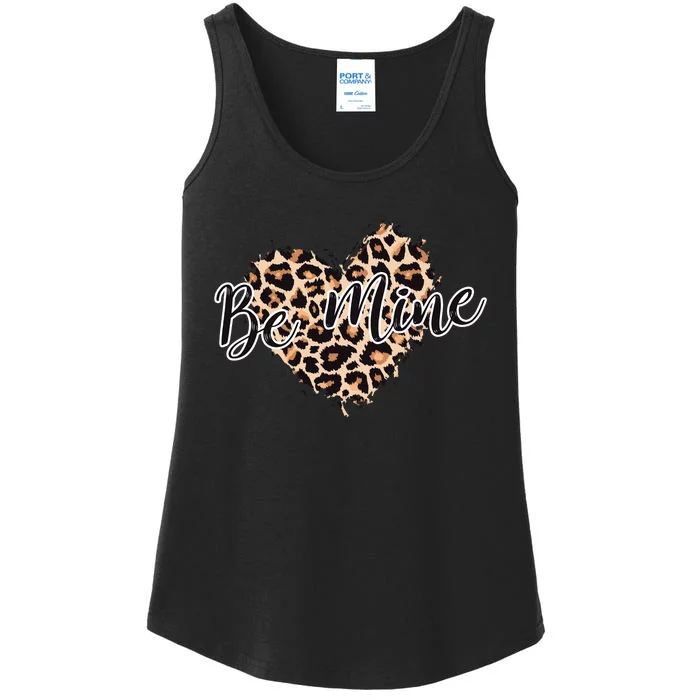 Love Heart Leopard Print Be Mine Ladies Essential Tank