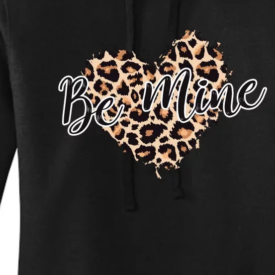 Love Heart Leopard Print Be Mine Women's Pullover Hoodie