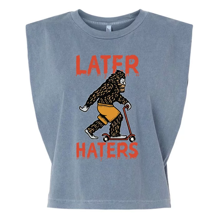 Later Haters Lazy Halloween Costume Funny Bigfoot Monster Garment-Dyed Women's Muscle Tee