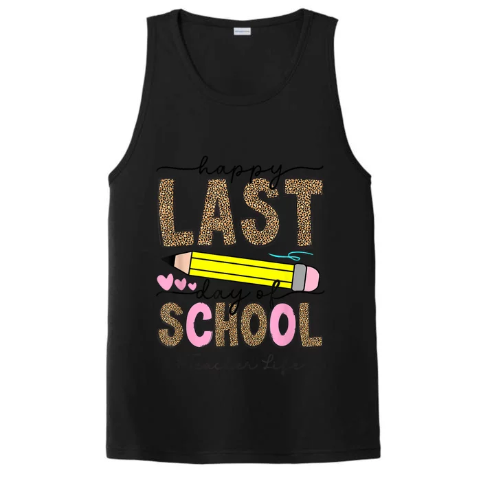 Leopard Happy Last Day Of School Graduation Teacher Student Performance Tank