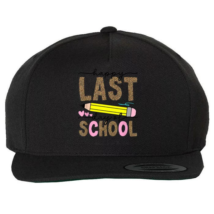 Leopard Happy Last Day Of School Graduation Teacher Student Wool Snapback Cap