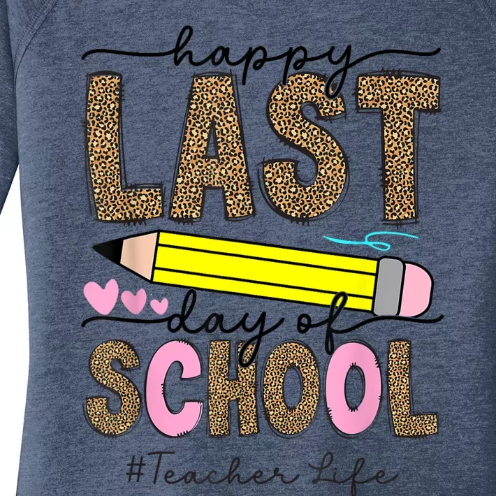 Leopard Happy Last Day Of School Graduation Teacher Student Women's Perfect Tri Tunic Long Sleeve Shirt