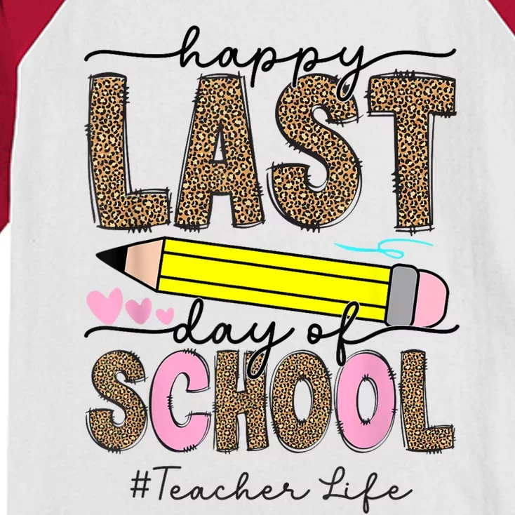 Leopard Happy Last Day Of School Graduation Teacher Student Kids Colorblock Raglan Jersey