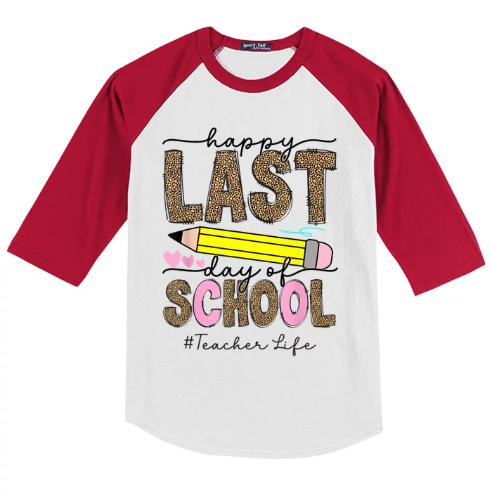 Leopard Happy Last Day Of School Graduation Teacher Student Kids Colorblock Raglan Jersey