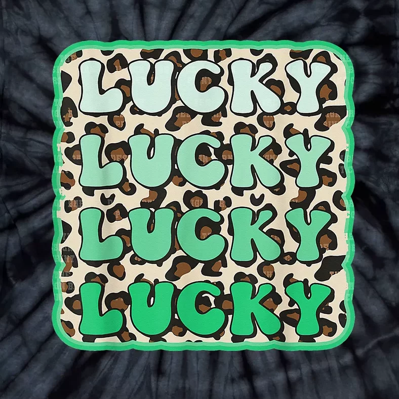 Leopard Happy Lucky Shamrock Irish Clover Matching Family Tie-Dye T-Shirt