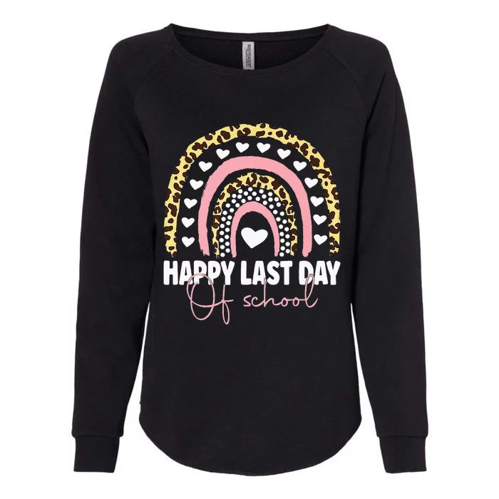 Leopard Happy Last Day Of School Student Graduation Rainbow Womens California Wash Sweatshirt