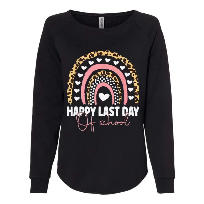 Leopard Happy Last Day Of School Student Graduation Rainbow Womens California Wash Sweatshirt