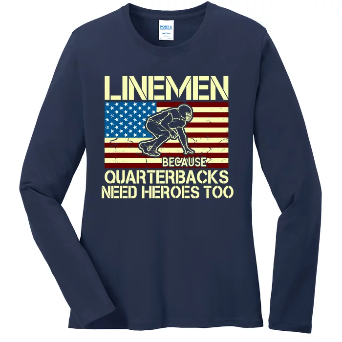 Linemen Heroes Ladies Long Sleeve Shirt