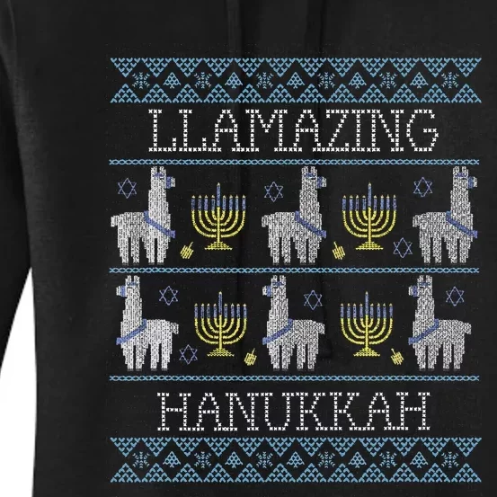 Llama Hanukkia Llamazing Amazing Hanukkah Jewish Religion Women's Pullover Hoodie