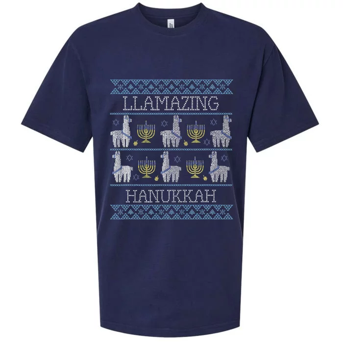 Llama Hanukkia Llamazing Amazing Hanukkah Jewish Religion Sueded Cloud Jersey T-Shirt