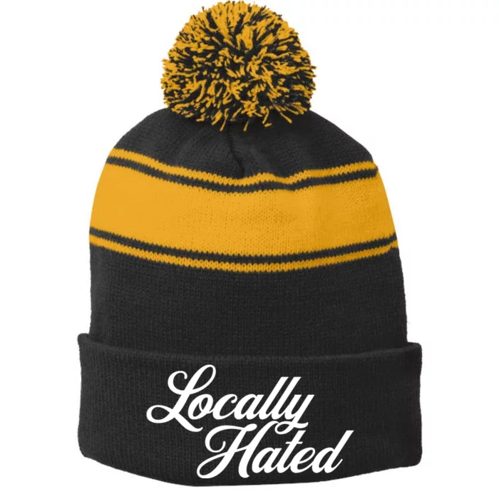 Locally Hated Stripe Pom Pom Beanie