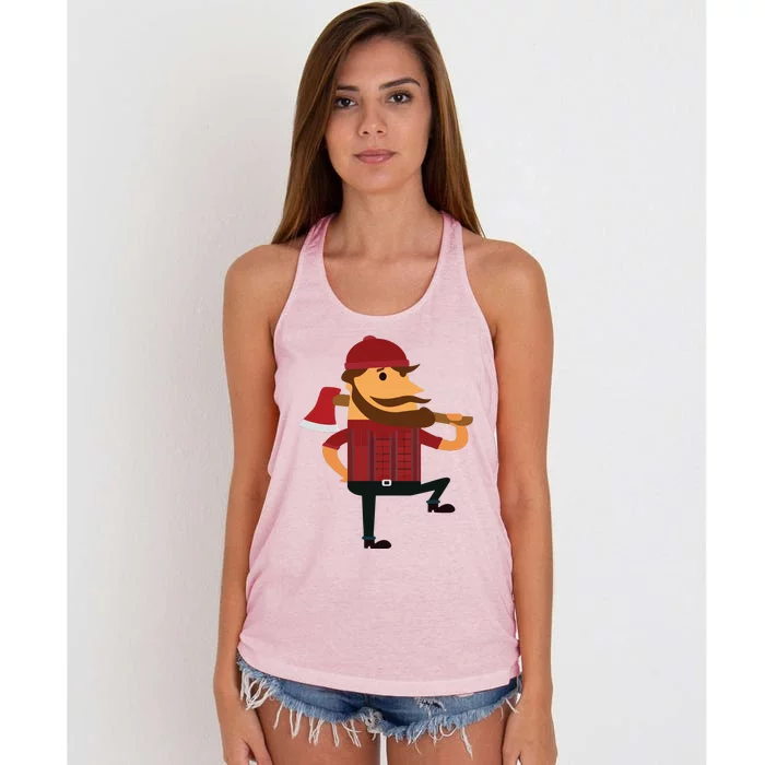 Lumberjack Hipster Mountain Man Flannel Axe Tee Women's Knotted Racerback Tank