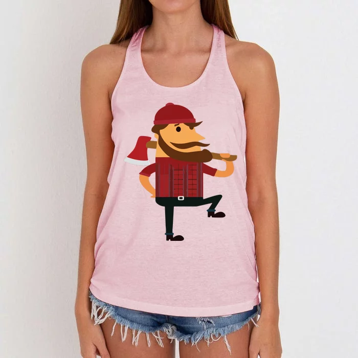 Lumberjack Hipster Mountain Man Flannel Axe Tee Women's Knotted Racerback Tank